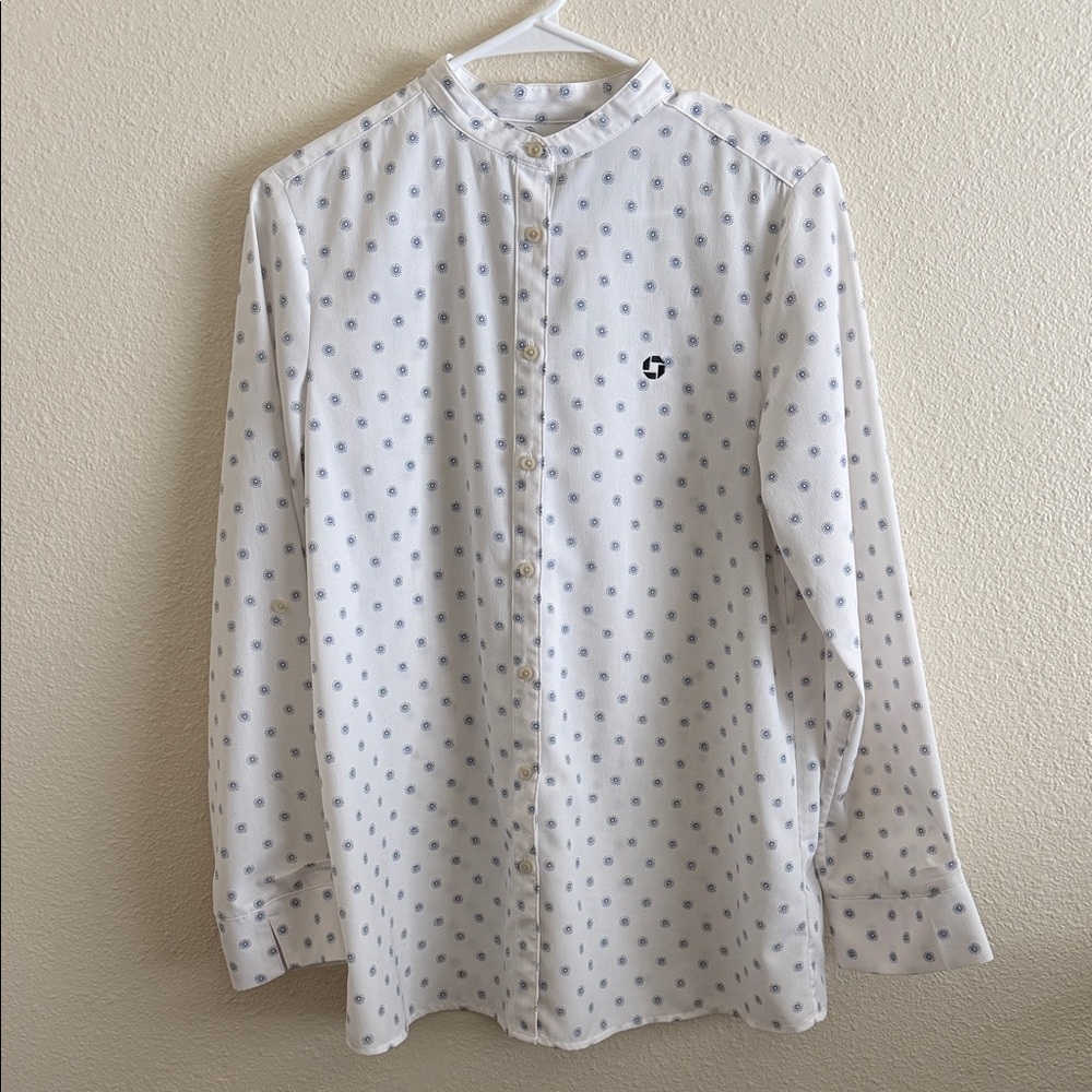 Women’s Chase Bank Blouse with a Stylish blue pattern